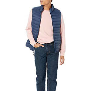 Hot Selling <b>Plain</b> Blue Sleeveless Bubble Men's Jackets Lightweight Fabric Polyester Wedding Quilted Loose Fit Zip Up Puffer Vest - Product Image 4