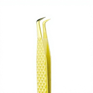 Kit de Pinzas para Extensión de Pestañas con Punta de Plasma Dorada y Recubrimiento de Polvo Dorado, Punta de Volumen y Estuche Magnético - Product Image 1