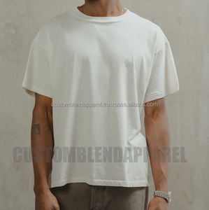 T-shirt pour homme en coton tricoté léger à 100%, lavé, coupe décontractée, simple couture, écologique, OEM - Product Image 6