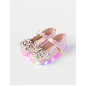 OZKIZ Korean Style LED Light Rose Dress Shoes for Girls Button Switch Kids Fashion 2-6 Years Spring/Fall Wholesale - Product Image 1