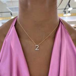 สร้อยคอจี้เพชรทรงกลม เพชรเลี้ยงในห้องปฏิบัติการ ฝังแบบ Pave สไตล์มินิมอล สำหรับใส่ทุกวัน สายยาว 18 นิ้ว ขายส่ง ทองคำแท้ 14K 18K - Product Image 4