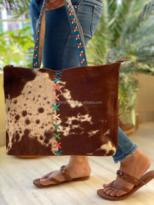 กระเป๋าโท้ทหนังวัวแท้คุณภาพสูงสำหรับสตรีกระเป๋าสะพายไหล่สไตล์วินเทจจุของได้เยอะ - Product Image 4