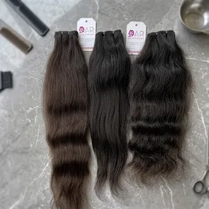 Extensiones de Cabello Humano con Clip, Cabello Virgen Indio, Ondulado, Puntas Completas, Trama Individual, Color Negro - Product Image 5