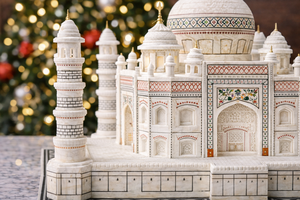 Réplica del Taj Mahal de Mármol Blanco Pulido, Hecha a Mano y Ecológica, con Incrustaciones de Colores, Decoración Artística de Lujo, Modelo de Monumento Decorativo para el Hogar - Product Image 3