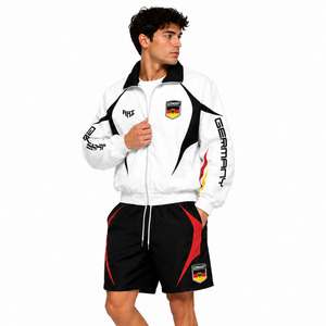 Ensemble de survêtement tendance personnalisé Allemagne : Veste coupe-vent et short, sublimation, pour équipes sportives, tenue d'été, sweats à capuche, vente en gros - Product Image 6