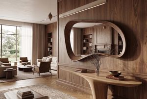 Miroir mural rond encadré en bois naturel fait main moderne - Product Image 6