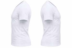 T-shirt en coton à col en V, coupe ajustée, manches courtes, jersey tricoté, couleur unie, design simple, longueur standard - Product Image 4