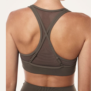 OEM Maßgeschneiderte Vordere U-Ausschnitt Hochwertige Atmungsaktive Mädchen Fitness Yoga-Bekleidung Aktive Doppelschicht Mesh Überkreuzte Träger Sportbekleidung - Product Image 2