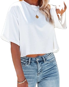 Crop Top T-shirt _ Ladies Crop Top T-shirts Panel Design Fashion Top - Product Image 1