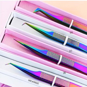 Pince à épiler à pointe en fibre arc-en-ciel, pince à épiler personnalisée pour extensions de cils, pince à épiler pour cils à marque privée par NQLASH Tweezers - Product Image 1