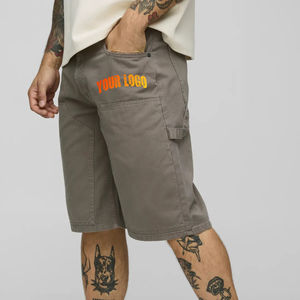 Short cargo homme coupe classique, tissu sergé en coton confortable avec empiècements sur le devant, short de travail décontracté pour homme - Product Image 3