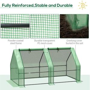 Serra da Giardino Portatile Mini per Esterni con Grandi Porte a Cerniera 6 X 3 X 3, Copertura a Tunnel in PE Verde Resistente all'Acqua e ai Raggi UV - Product Image 5