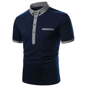 Chemise d'été décontractée pour homme à manches courtes en coton uni avec poches, vente en gros OEM - Product Image 4