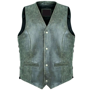 Chaleco de cuero impermeable de invierno Oem con cuello en V, chaleco de cuero de vaca de alta calidad para venta en línea. - Product Image 1