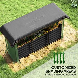 Jardinière surélevée en acier galvanisé gris foncé avec cage de culture et toile d'ombrage pour fleurs, légumes et herbes - Product Image 5