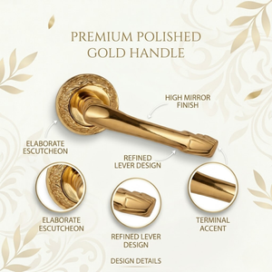 Poignée de porte dorée de luxe Aurum Leaf avec gravure élégante de feuilles |   Poignée de porte design pour intérieur, maison et bureau - Product Image 5