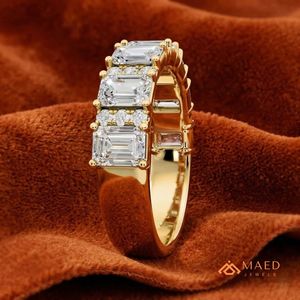 แหวนหมั้นเพชรโมอิสซาไนต์ทรงเหลี่ยมมรกต ชุบทอง 18K แหวนแต่งงานเพชร เครื่องประดับชั้นดีสำหรับผู้หญิง แหวนหรูสำหรับเจ้าสาว ฉลองครบรอบแต่งงาน - Product Image 4
