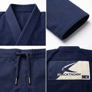 Kimono Azul de Jiu Jitsu Brasileño, Uniforme 100% Algodón para Adultos Unisex, con Cinturón Blanco y Logotipo en la Manga Izquierda - Product Image 4