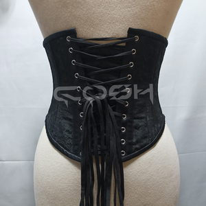 Corset sous-poitrine sur mesure OEM pour femme avec baleines en acier – Corsets de maintien de taille en brocart noir de haute qualité, grandes tailles - Product Image 5