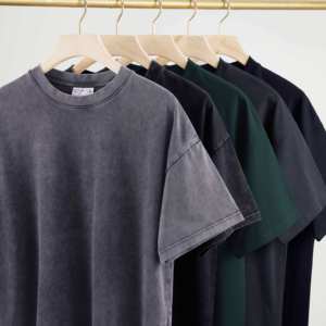 เสื้อยืดคอกลมโอเวอร์ไซส์ทรงหลวม ผ้าคอตตอน 100% คุณภาพสูง หนัก 300 กรัม พิมพ์โลโก้ตามสั่ง สำหรับผู้ชาย - Product Image 1