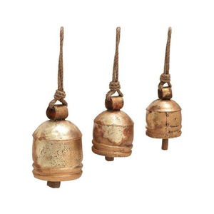Handmade Vintage Brass Harmony <b>Cow</b> <b>Bells</b> Rustic Iron Metal Christmas Decorative <b>Bells</b> With Jute Rope Hanging For Farmhouse Decor - Product Image 1