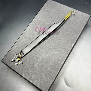 แหนบขนตาสแตนเลส45องศาพร้อมปลายไฟเบอร์และเครื่องรางสำหรับการต่อขนตา - Product Image 3