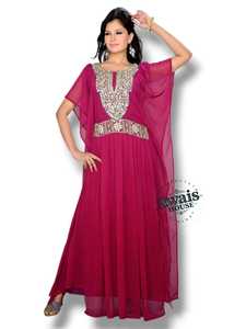 Caftán Abaya Islámico Elegante para Boda, de Chifón con Cuentas, Recto, Largo hasta el Suelo, para Fiesta, 100% Poliéster - Product Image 6