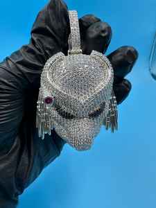 จี้หน้ากากนักล่าประดับเพชรโมอิสซาไนต์ทรงกลมแบบ Iced Out สำหรับงานปาร์ตี้ แร็ปเปอร์ ฮิปฮอป พร้อมจี้เงินแท้ 925 และชาร์ม - Product Image 5