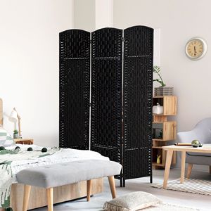 Portable 6FT Tall 3-Panel <b>Folding</b> Privacy <b>Screen</b> Wicker Weave Room Divider for Bedroom Home Office Partition Wall for Home - Product Image 2