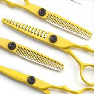 Professional Stainless Steel Sharp Right-Handed Medium Handle 28 Teeth Hair Cutting Scissors Yellow Coated Barber Shears - Product Image 3
