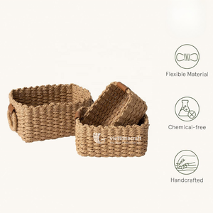 Paniers de rangement rectangulaires en osier avec poignées, écologiques, pour la lessive et l'organisation (vente en gros) - Product Image 3