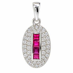 Pendentif rubis et diamant en argent sterling 925 - Product Image 1