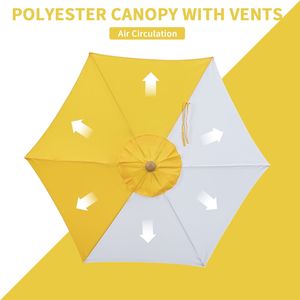 Ombrello da tavolo portatile da spiaggia all'aperto impermeabile a prova di UV da 7,5 piedi giallo/bianco per uso domestico e spiaggia - Product Image 3