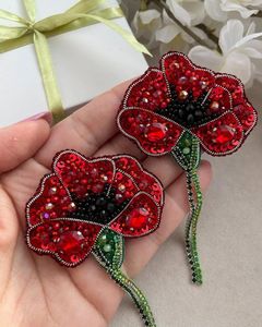 glass bead brooch <b>sequined</b> brooch fabric brooch textile brooch needlework brooch embroidered jewelry beaded accessory fashion pi - Product Image 1