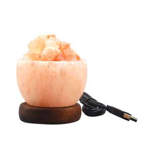 Bol à sel himalayen, lampe en sel naturel, bol décoratif fait main, éclairage en cristal, lumière chaude, décoration d'intérieur, accent de table - Product Image 1