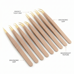 ชุดแหนบปลายขนตาสีทองปลายเปลือยพร้อมปลายเรียบสำหรับการต่อขนตา - Product Image 5