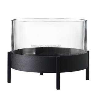 Custom Nordic <b>Candle</b> Hurricane <b>Black</b> Cylinder Two Ring Glass Tabletop Luxury Decorative Simple Colored Other <b>Candle</b> <b>Holders</b> Jars - Product Image 2