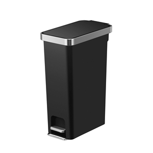 Poubelle à pédale en plastique mince de 10,5 gallons avec couvercle à fermeture douce, noire, pour intérieur - Product Image 2