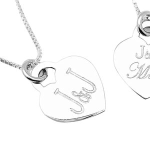 สร้อยคอจี้รูปหัวใจสีเงิน J&J พร้อมตัวอักษรสลัก ดีไซน์ขัดเงา สายโซ่เส้นเล็ก เครื่องประดับแฟชั่น ของขวัญสำหรับผู้หญิง - Product Image 5