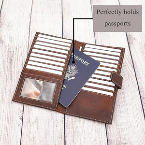Wholesale Price Genuine Leather Durable High Quality OEM Long Men's <b>Wallet</b> With Custom Logo Trending Snap Button Closure - Product Image 4