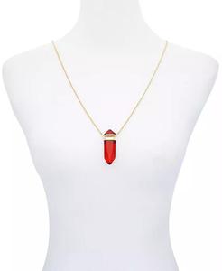 Collana a catena lunga con ciondolo a forma di resina epossidica Siam rosso imitazione tonalità oro | Vince Camuto - Product Image 2