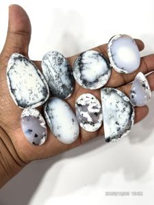 Opale dendritique naturelle, pierre précieuse en vrac, cabochon, formes et tailles variées, environ 20 à 30 mm - Product Image 3