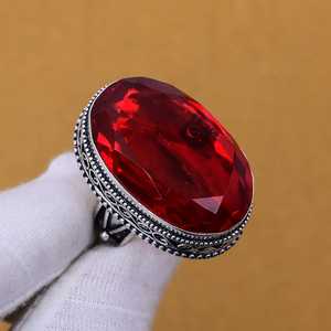 Faceted Garnet Ring Handmade 925 Sterling Silver Bohemian Jewelry Natural Gemstone <b>Women</b> Ring Wholesale - Product Image 5