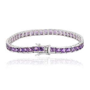 Classic Design 925 Sterling Silver Round Cut Natural <b>Amethyst</b> Gemstone Channel Set Tennis <b>Bracelet</b> For Women's - Product Image 3