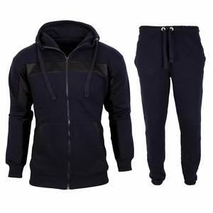 Survêtement d'hiver à capuche 100% coton avec veste zippée pour un style hivernal chaud, décontracté et idéal pour la course à pied, confortable pour homme - Product Image 1