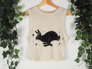 GRACE COLLECTION Camiseta sin Mangas de Algodón Tejido para Mujer, Estampado de Conejo, Cuello Redondo, Casual, Corta, Transpirable, de Secado Rápido, Ecológica - Product Image 3