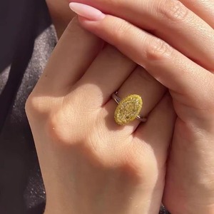 4ct Fancy Yellow Oval Diamond Halo <b>Ring</b> Antique Cut Fine Jewelry 0.30ct Yellow 14K White Gold <b>Statement</b> Engagement <b>Ring</b> for Sale - Product Image 2