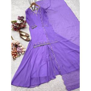 Designer Heavy Embroidery Sequence Work Top-Sarara and Dupatta <b>Indian</b> & <b>Pakistani</b> <b>Clothing</b> - Product Image 6