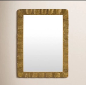Hammered Gold <b>Frame</b> Wall <b>Mirror</b> – Modern Rectangular Decorative <b>Mirror</b> for Living Room, Bedroom & Luxury Home Decor - Product Image 1