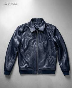 Veste de moto en cuir véritable IRSA SPORTS, effet croco |   Vêtement de luxe imperméable unisexe à manches longues toutes saisons 120g en soie - Product Image 2